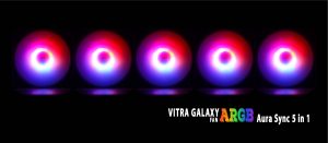 BỘ QUẠT VITRA GALAXY A-RGB 5 IN 1 AURA SYNC Kèm điều khiển (5 FAN)
