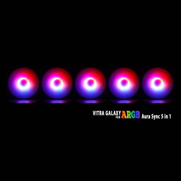 BỘ QUẠT VITRA GALAXY ARGB 5 IN 1 Aura Sync w.PWM (5Fan/Kèm điều khiển)