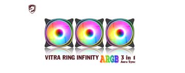 COMBO FAN VITRA RING INFINITY ARGB 3 IN 1 AURA SYNC BLACK (3Fan/Sync Mainboard)