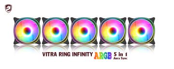 COMBO FAN VITRA RING INFINITY ARGB 5 IN 1 AURA SYNC BLACK (5Fan/Sync Mainboard)