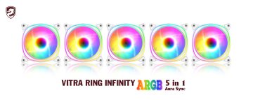 COMBO FAN VITRA RING INFINITY ARGB 5 IN 1 AURA SYNC WHITE (5Fan/Sync Mainboard)
